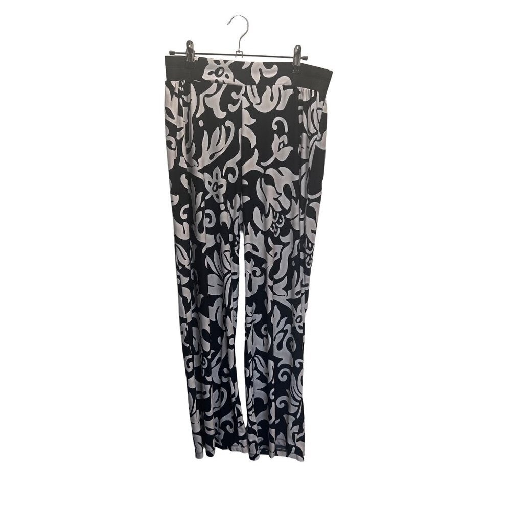 INC Petites Flowy Black White Pants Size large